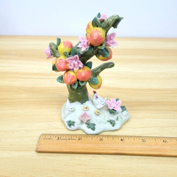 Vintage Porcelain Peach & Floral Tree with Geese Figurine Bone China - Picture 12 of 16